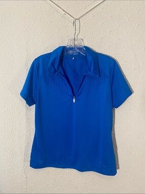 Nike Women’s Royal Blue Short-Sleeve Zip Polo Golf Apparel size medium Vintage